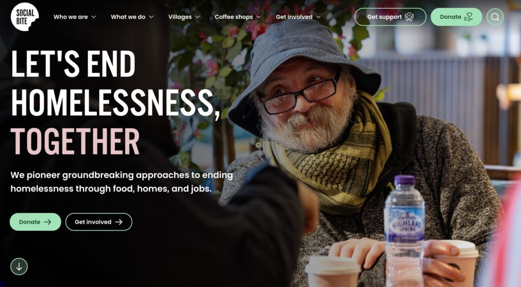 Website rewrite for Social Bite — a pioneering homelessness charity